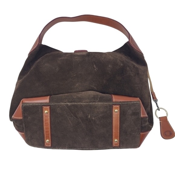 Dooney & Bourke | Large Vintage Chocolate Brown Suede Leather Handbag (One Size) - Picture 13 of 14